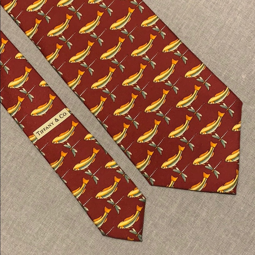 Tiffany & co men's fish and dragonfly tie